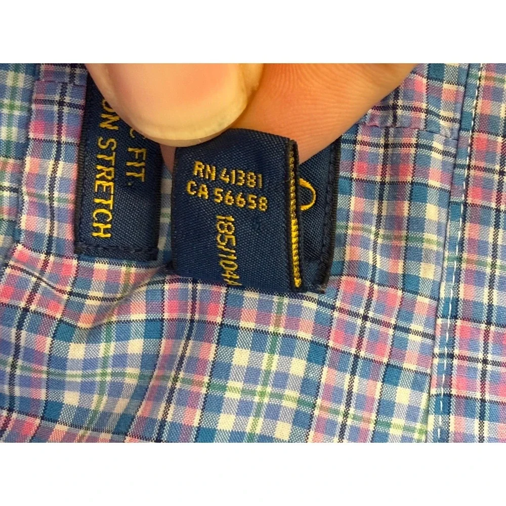 Polo Ralph Lauren Shirt Men size XL TG Pink Blue Green Button Plaid Classic Fit